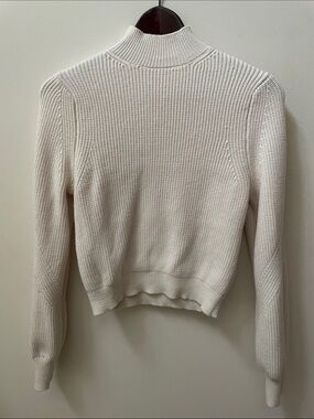 Zara Cream Ribbed Mock Neck Sweater nwot